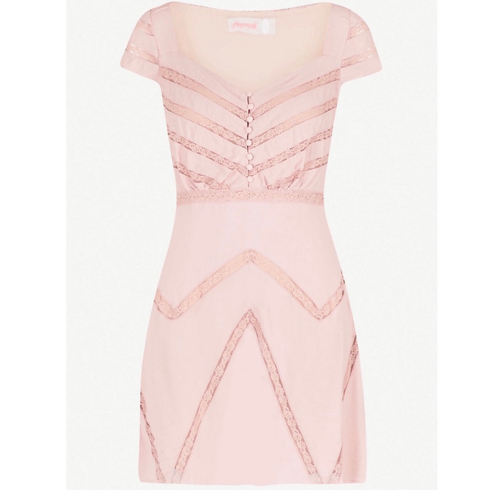 NEW FREE PEOPLE PINK LACE INSET MINI DRESS - Picture 9 of 10